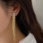 Rhinestone Alloy Fringed Earring 1 Pair - K33 - Gold - One Size