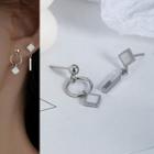 Geometric Asymmetrical Alloy Dangle Earring 1 Pair - Silver - One Size