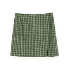 Mini Plaid Slit A-line Skirt