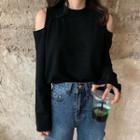 Off-shoulder Round-neck Knit Top