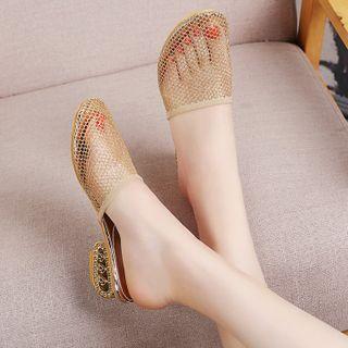 Mesh Chunky Heel Mules
