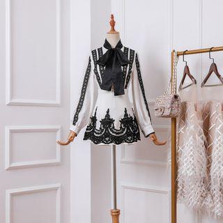 Set: Knot Front Shirt + A-line Mini Skirt