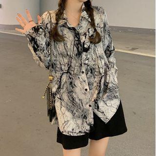 Paint Print Shirt Black & White - One Size