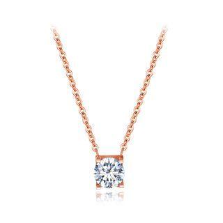 Fashion Simple Plated Rose Gold 316l Stainless Steel Geometric Pendant With Cubic Zircon And Necklace Rose Gold - One Size