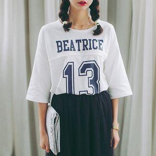Batwing Short Sleeve Print T-shirt White - One Size