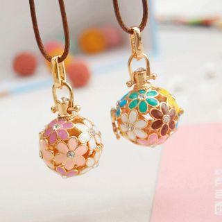 Flower Glaze Rhinestone Pendant String Necklace