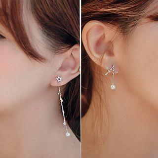 925sterling Silver Asymmetric Star Earrings