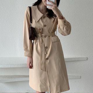 Stitched Trim Buttoned Coat