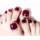 Embellished Toe Nail Tips F011 - Glue - Wine Red - One Size