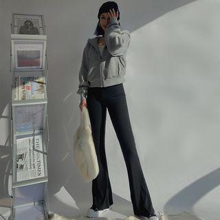 Stretched High-waist Boot-cut Pants