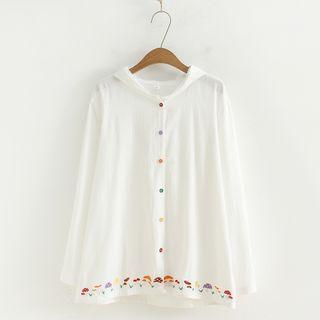 Embroidered Long-sleeve Light Jacket White - One Size