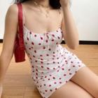 Spaghetti Strap Strawberry Print Mini A-line Dress