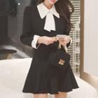 Tie Accent Long-sleeve Mini A-line Dress