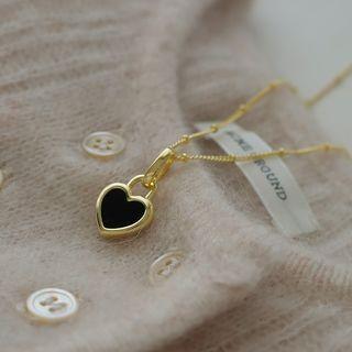 Heart Shell Pendant Alloy Necklace 1 Pc - Black & White - One Size