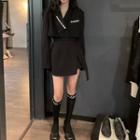 Double-breasted Cropped Blazer / Slit Skort
