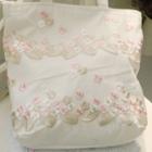 Flower Embroidered Fabric Shopper Bag White - One Size