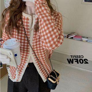 Gingham Cardigan Orange - One Size