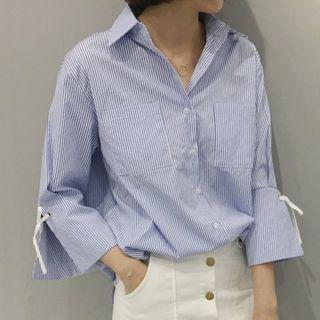 Lace Up 3/4-sleeve Blouse
