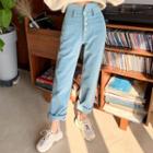 Button-fly Corduroy Wide-leg Pants
