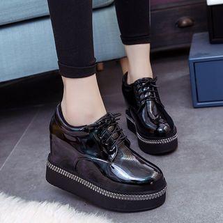 Platform Hidden Wedge Zip-detail Oxfords