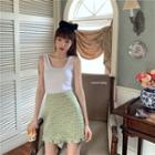 Plain Sleeveless Top / Floral A-line Skirt