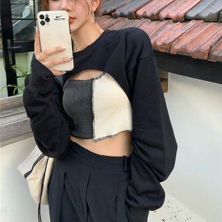 Two Tone Crop Tank Top / Cropped Sweatshirt