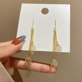 Leaf Drop Earring A362 - 1 Pair - Gold - One Size