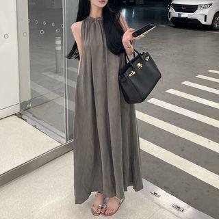 Sleeveless Maxi A-line Dress Gray - One Size