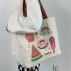 Cartoon Print Tote Bag Brown & Off-white - One Size