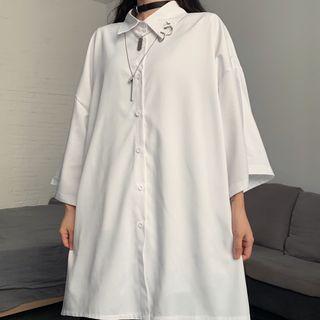 Elbow-sleeve Metal-accent Shirt