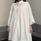 Elbow-sleeve Metal-accent Shirt