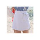 Beribboned Linen Blend A-line Mini Skirt