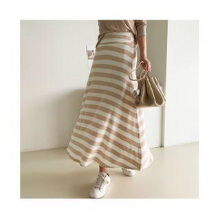 Marine Stripe Maxi Swing Skirt