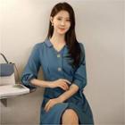 Tie-sleeve Button-front Dress