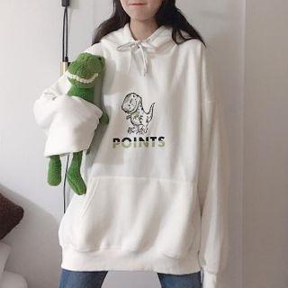 Dinosaur-print Hoodie White - Xl