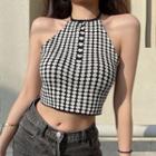 Halter Dotted Knit Top