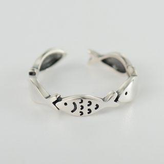 925 Sterling Silver Fish Open Ring S925 Silver - Silver - One Size