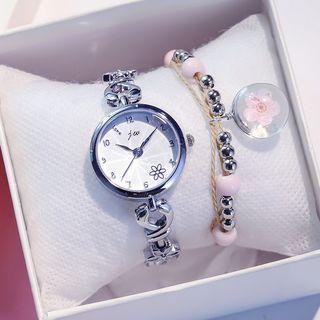 Set: Bracelet Watch + Floral Bracelet