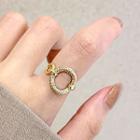 Rhinestone Hoop Ring Gold - One Size