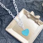 Lettering Heart Pendant Necklace White & Blue - One Size