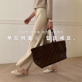 Drawcord Wide Knit Pants