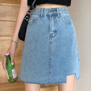 Irregular Denim Mini Skirt