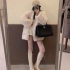 Fluffy Buttoned Jacket Off-white - One Size