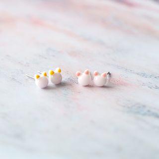 Ceramic Cat Stud Earring