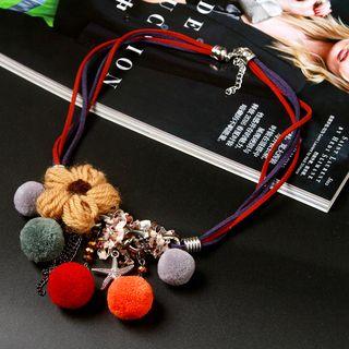 Bobble & Flower Necklace As Shown In Figure - One Size