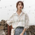 Striped Notch Lapel Short-sleeve Shirt