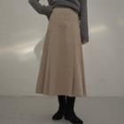 Pintuck Maxi Corduroy Skirt