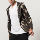 Hooded Camouflage Printed Padded Coat