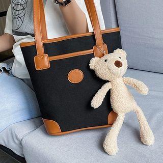 Contrast Strap Canvas Shoulder Bag