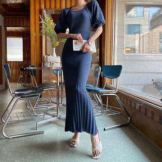Inset Bolero Tie-back Maxi Knit Dress